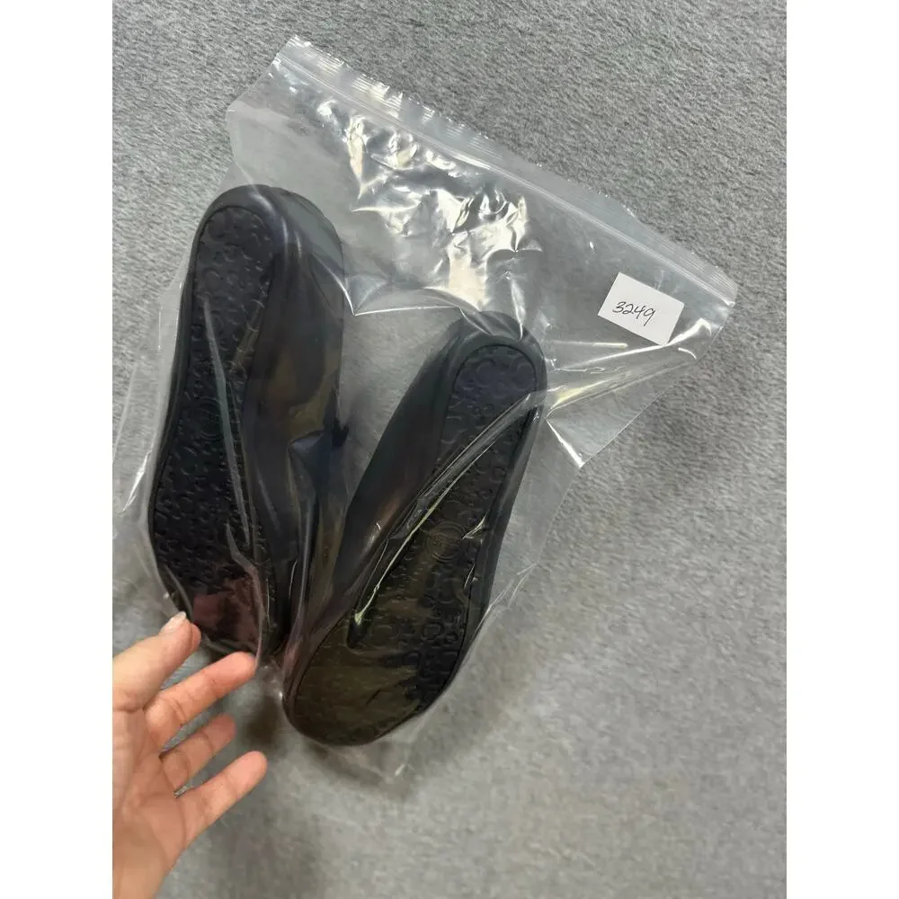 Wonder Nation Ballet Flats Girls Black SZ 5 Elastic Strap Round Toe Bow Detail